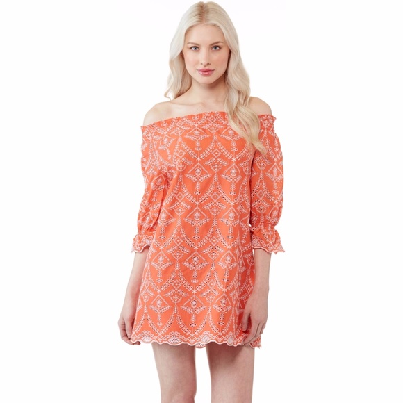 JW Dresses & Skirts - Off the Shoulder Eyelet Dress